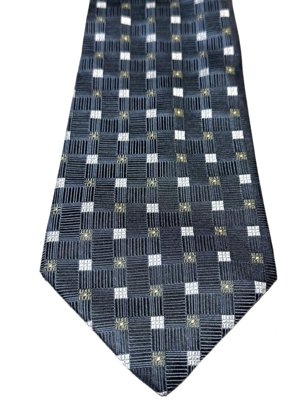 Alfred Sung Black Silver Geometric Men’s Tie